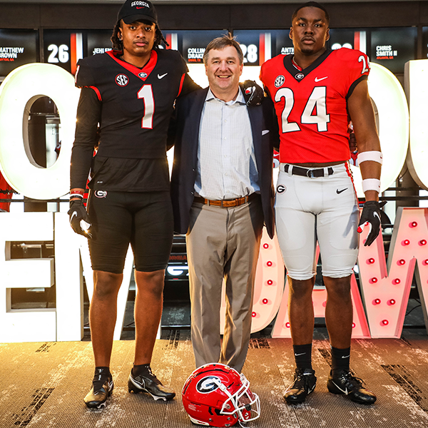 Marvin Jones Jr., Coach Kirby Smart, and Mykiel Williams